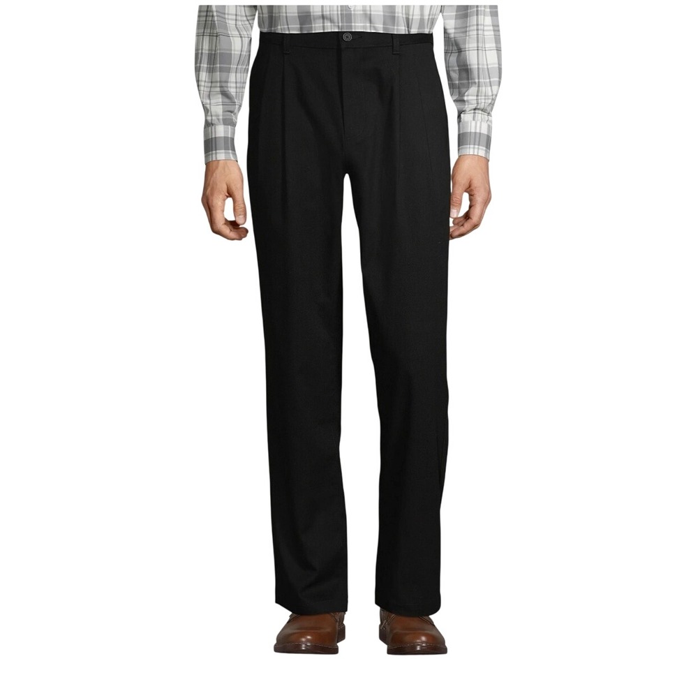George Men's Dress Pants 50x30 Black Straight Leg Classic Khaki Flat Front NWT